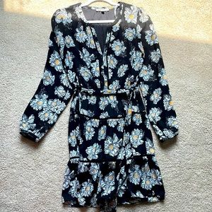 Black flowery white yellow dress